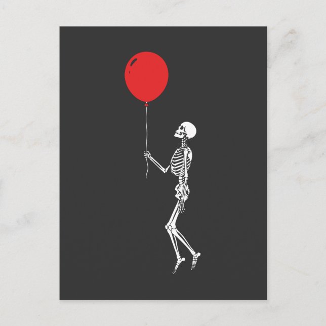 Skeleton with Red Balloon Postcard (Front)