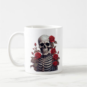 Skeleton With Red Roses Coffee Mug