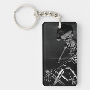 Skeleton with Santa hat Key Ring