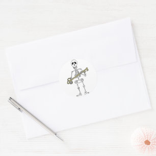 Skeleton with Skeleton Key Classic Round Sticker