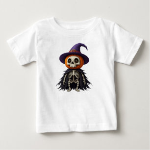 Skeleton with Witchy Pumpkin Head Baby T-Shirt