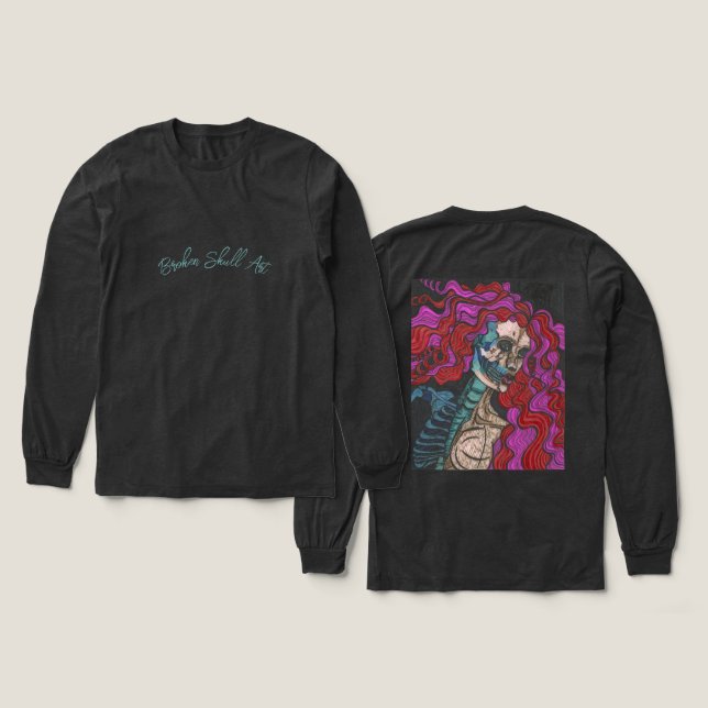 Skeleton Woman Long Sleeve Tri-Blend Shirt (Design Front & Back)