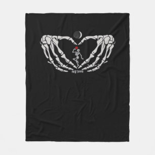 Skeleton Woman With Red Heart Hands Festival Fleece Blanket