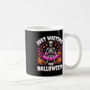 Skeleton Women Men Just Waiting For Halloween Coffee Mug