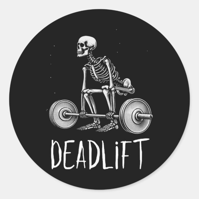 Skeleton Workout Halloween Weight Lifting Fitness  Classic Round Sticker (Front)