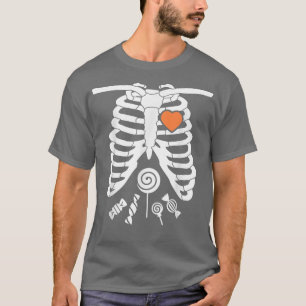 Skeleton X Ray Candy Rib Cage Halloween T  T-Shirt
