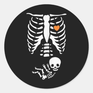 Skeleton Xray Halloween Costume Pregnant Women Mom Classic Round Sticker