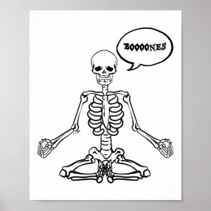Skeleton Yoga Funny Meditation Halloween Bones Nam Poster
