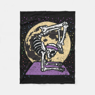 Skeleton Yoga Halloween Costume Spooky Skull Medit Fleece Blanket