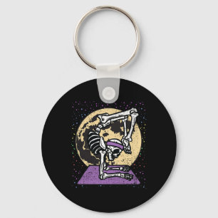 Skeleton Yoga Halloween Costume Spooky Skull Medit Key Ring