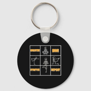 Skeleton Yoga Halloween Funny Breathe Boo Stretch  Key Ring