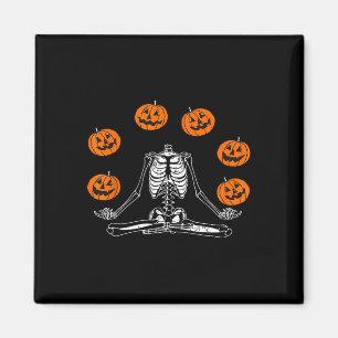 Skeleton Yoga Juggling Pumpkin Skull Magnet