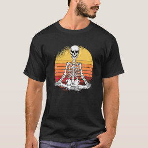 Skeleton Yoga Lazy Halloween Costume Retro Meditat T-Shirt