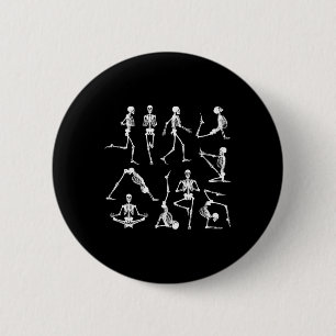 Skeleton Yoga Poses Funny Halloween Flexible Bone  6 Cm Round Badge