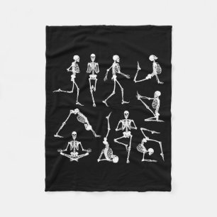 Skeleton Yoga Poses Funny Halloween Flexible Bone Fleece Blanket