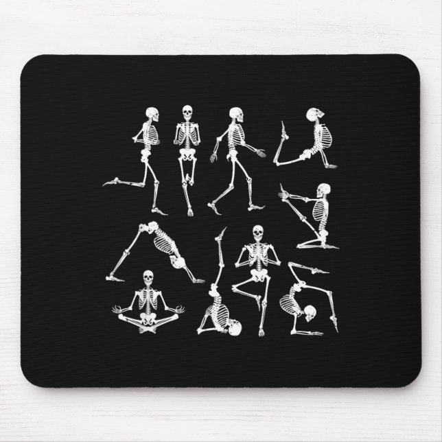 Skeleton Yoga Poses Funny Halloween Flexible Bone Mouse Pad (Front)