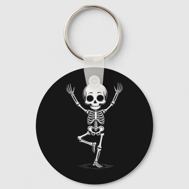 Skeleton Yoga Poses Grid Design _1  Key Ring (Front)