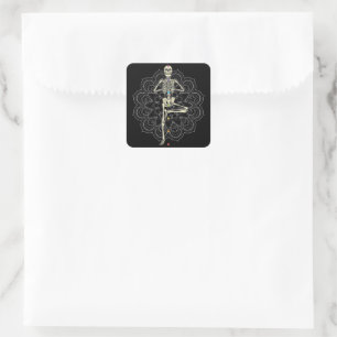 Skeleton Yoga Position Square Sticker