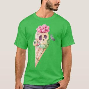 Skeleton Yummy Ice Cream Cone Eyeball Spider Bat H T-Shirt