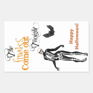 Skeleton Zombie Freak Halloween Rectangular Sticker