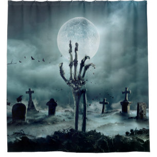 Skeleton Zombie Hand Rising Out Of A GraveYard - H Shower Curtain