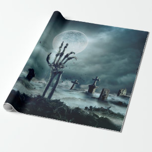 Skeleton Zombie Hand Rising Out Of A GraveYard - H Wrapping Paper