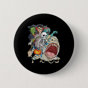 Skeleton Zombie Riding Mummy Shark Vampire Hallowe 6 Cm Round Badge