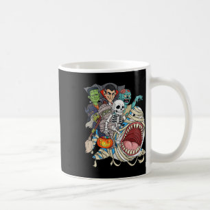 Skeleton Zombie Riding Mummy Shark Vampire Hallowe Coffee Mug