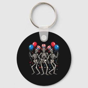 Skeletons 4th Of July Funny Independence Day 2 Key Ring
