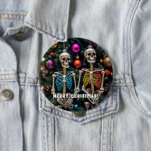 Skeletons and Colourful Ornaments Christmas  10 Cm Round Badge