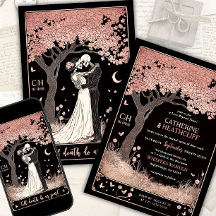 Skeletons and Sakura Tarot Wedding Invitation
