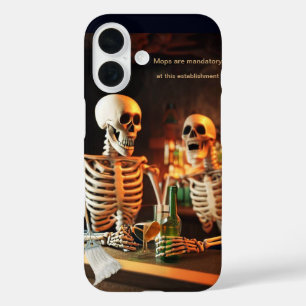 Skeletons at a bar iPhone 16 case