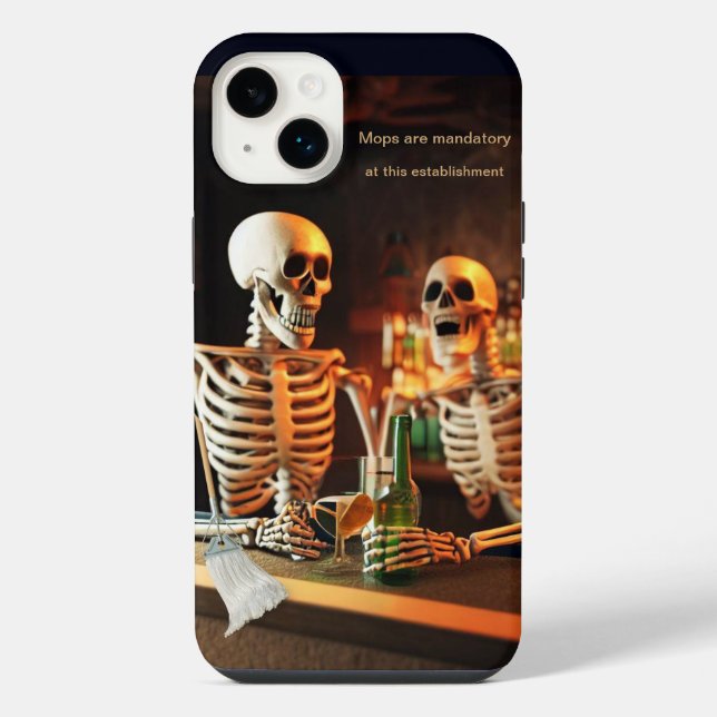 Skeletons at a bar iPhone case (Back)