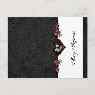 Skeletons Black ADD NAME GLOSS Folding Place Card