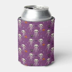 Skeletons, Black Cats and Pumpkins Halloween Can Cooler