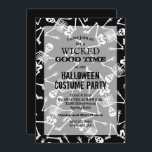 Skeletons Black Halloween Party Invitations<br><div class="desc">Skeletons on a black background and your party details in chic lettering,  these invitations are fun for a Halloween costume party invitations,  Halloween birthday party invitations,  just change the wording to fit your occasion.</div>