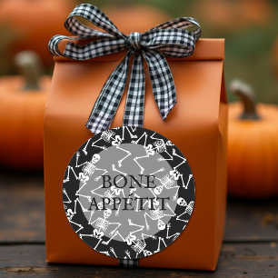 Skeletons BONE APPÉTIT Classic Round Sticker