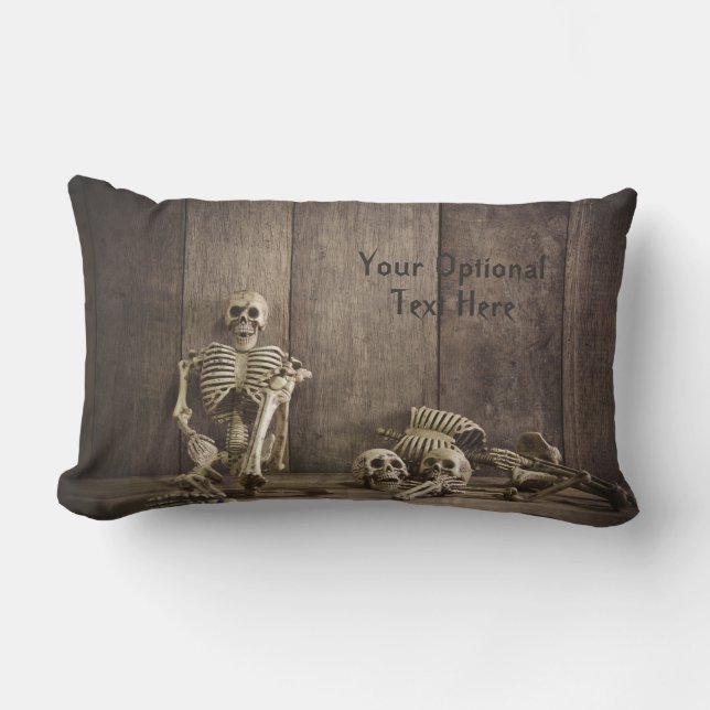 Skeletons custom text throw pillows (Front)