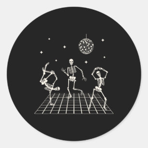 Skeletons Dancing At The Club With A Disco Ball Ha Classic Round Sticker