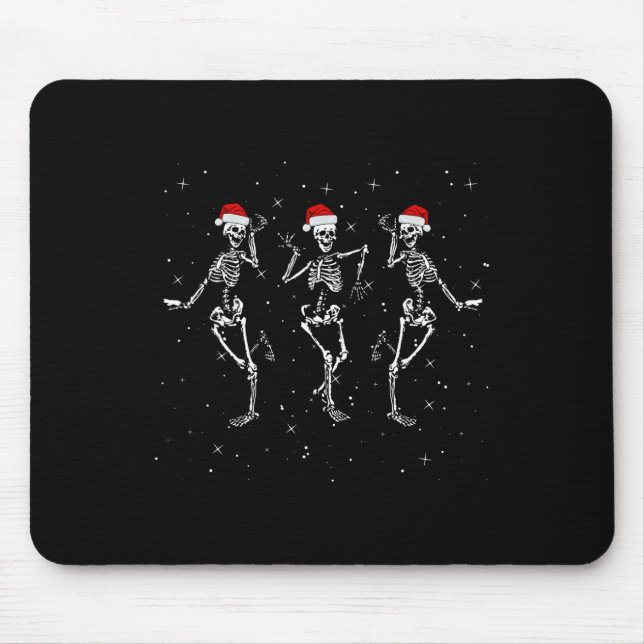 Skeletons Dancing With Xmas Hats - Funny Christmas Mouse Pad (Front)