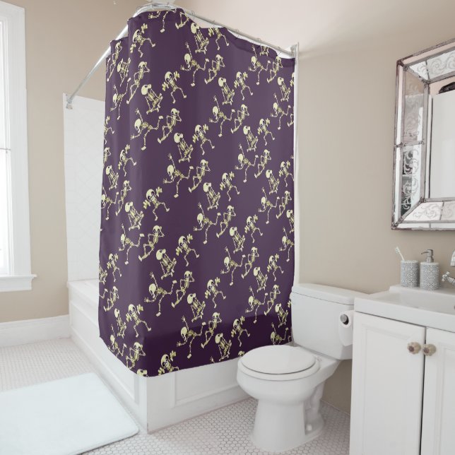 Skeletons Halloween Shower Curtain (In Situ)