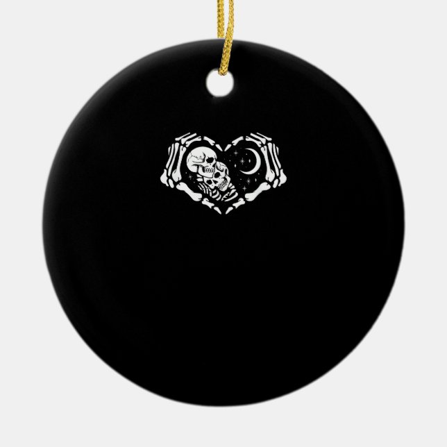 Skeletons Heart  Hands Ceramic Tree Decoration (Front)