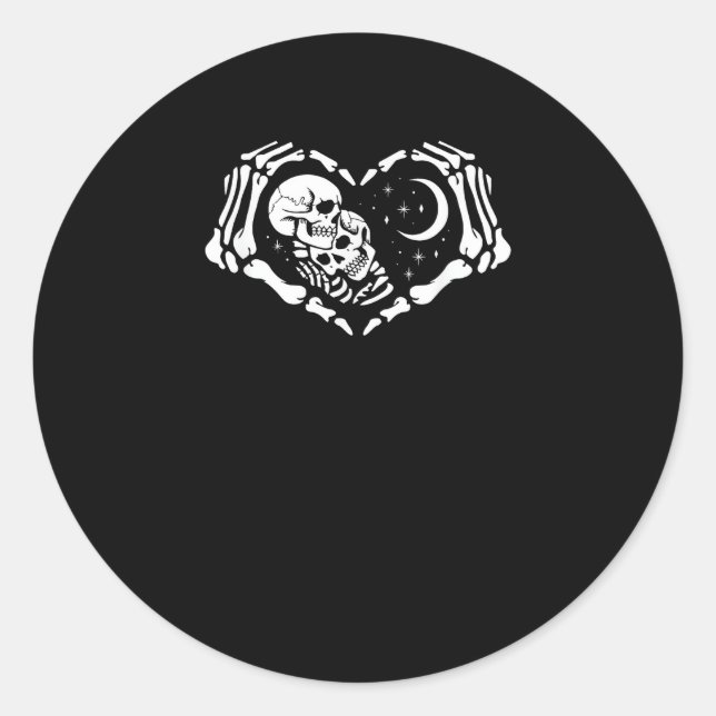 Skeletons Heart  Hands Classic Round Sticker (Front)