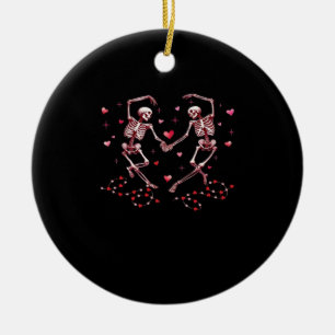 Skeletons Holding Hands Heart Valentines Day Desig Ceramic Tree Decoration