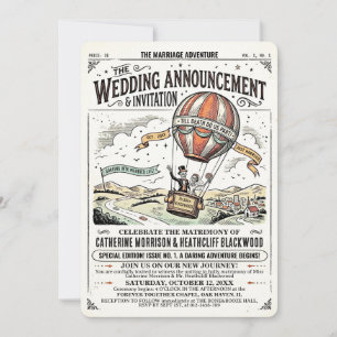 Skeletons in Hot Air Balloon Wedding Invitation