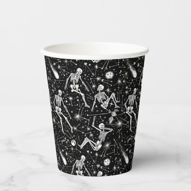 Skeletons in space background  paper cups (Front)