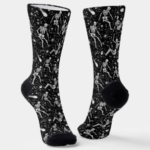 Skeletons in space background  socks