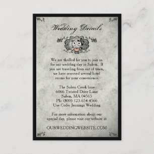 Skeletons LOVe Grey Black Matching Wedding Details Invitation