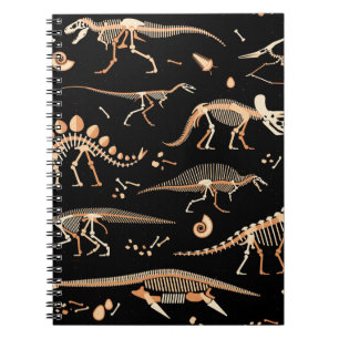 Skeletons of dinosaurs and fossils pattern notebook
