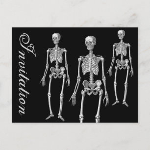 Skeletons on the March Halloween Invitation Postcard